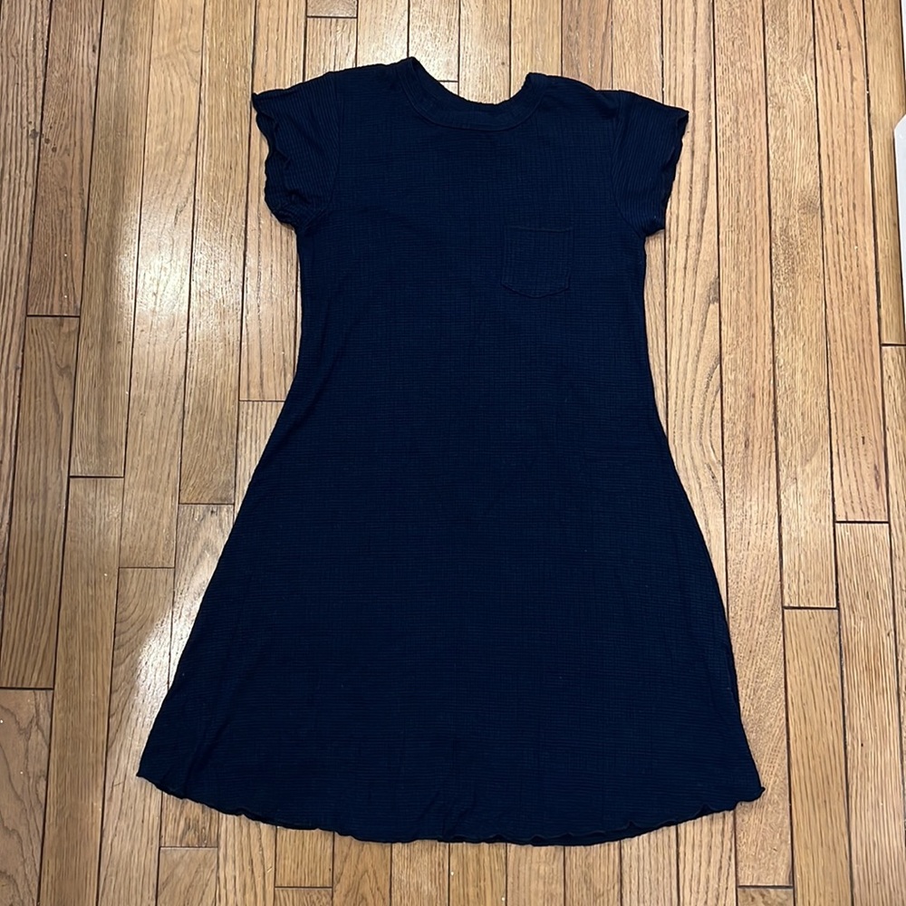 Navy blue ribbed T-shirt dress - Picture 5 of 11